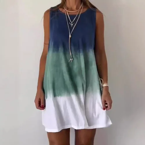 Women's Summer Fashion O-Neck Bohemian Style Casual Sundress