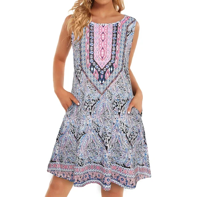Women's Summer Fashion Bohemian Style Casual Sleeveless Mini Dress