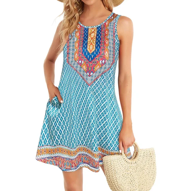 Women's Summer Fashion Bohemian Style Casual Sleeveless Mini Dress