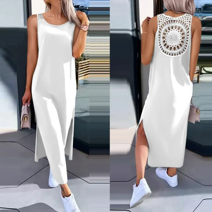Women's Summer Sleeveless O-Neck Casual Loose Long Dress