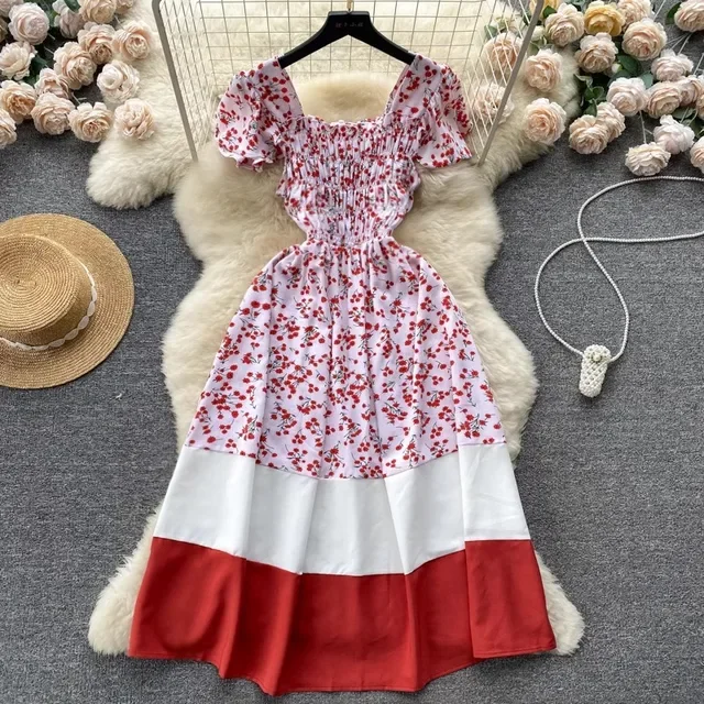 Women's Summer Outfits Casual Patchwork Floral Dress