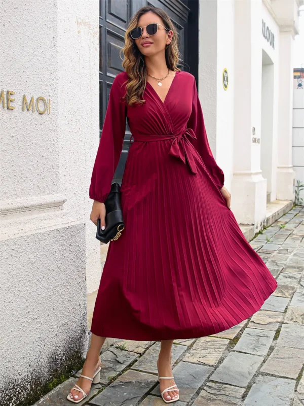 Women's Cross V-Neck Large Pleated Summer Dress