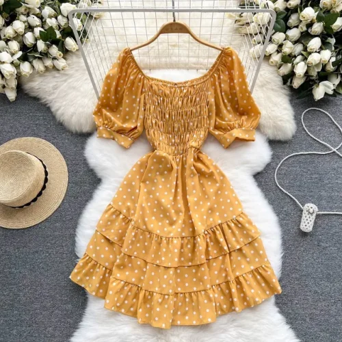 Women's Summer Streetwear Polka Dot Print Mini Dress