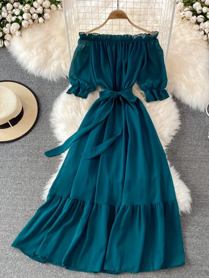 Women's Summer Chiffon Off-Shoulder Dress