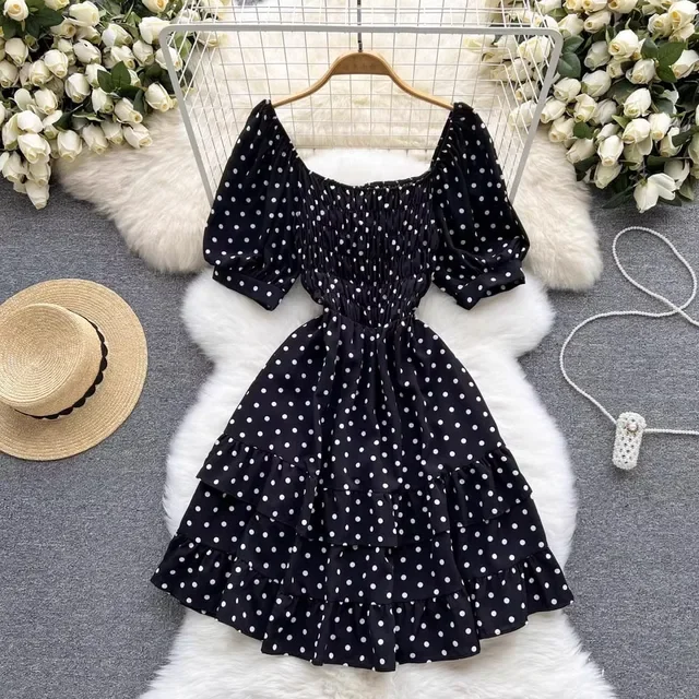 Women's Summer Streetwear Polka Dot Print Mini Dress