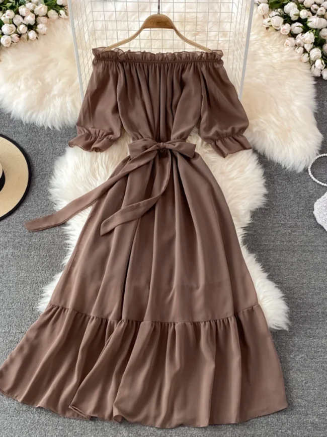 Women's Summer Chiffon Off-Shoulder Dress