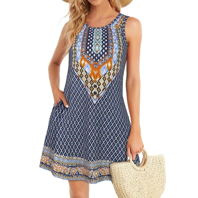 Women's Summer Fashion Bohemian Style Casual Sleeveless Mini Dress