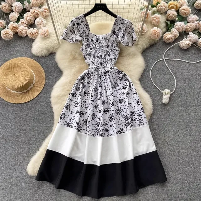 Women's Summer Outfits Casual Patchwork Floral Dress