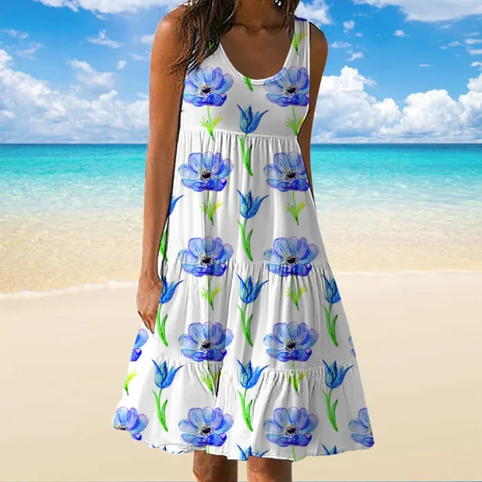 Women's Summer Fashion Style Casual Sleeveless Dress