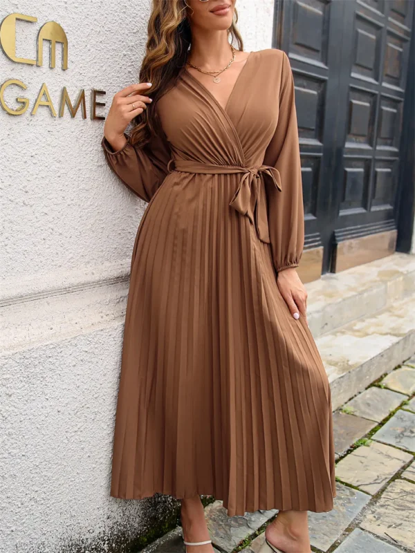 Women's Cross V-Neck Large Pleated Summer Dress