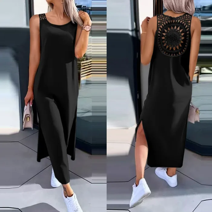 Women's Summer Sleeveless O-Neck Casual Loose Long Dress