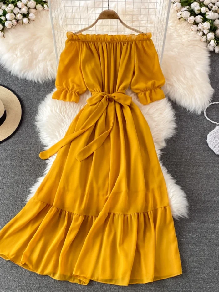 Women's Summer Chiffon Off-Shoulder Dress