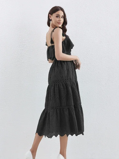 Women's Cotton Hollow-Out Holiday Style Summer Dress