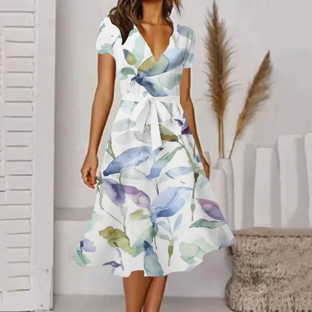 Women's Summer Short Sleeve Long Dress