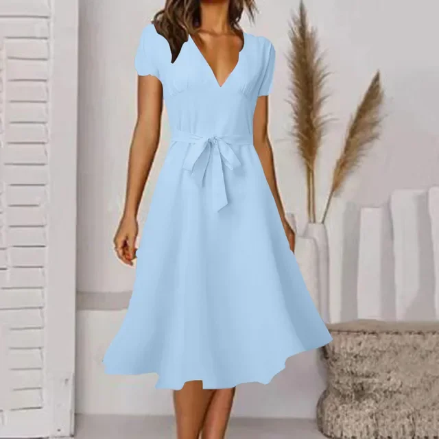 Women's Summer Short Sleeve Long Dress