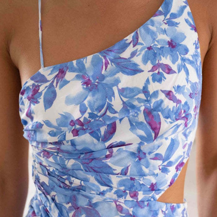 Summer Backless Bandage Women Sexy Dress Slim Fit Off Shoulder Splicing Chiffon Long Dresses Floral Print Casual Beach Dresses