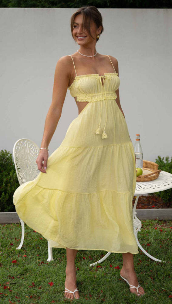 2023 New Backless Sexy Dress Strapless Solid Color Chiffon Maxi Dress Sleeveless Large Hem Holiday Dress Maxi Sundress