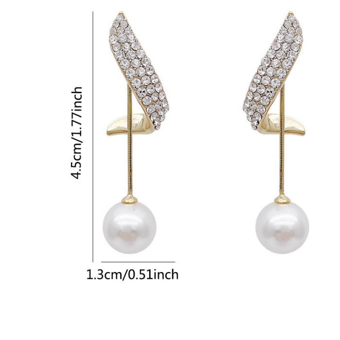 Classic Elegant Imitation Pearl Dangle Earrings For Women Crystal Long Tassel Exquisite Drop Earring Wedding Jewelry