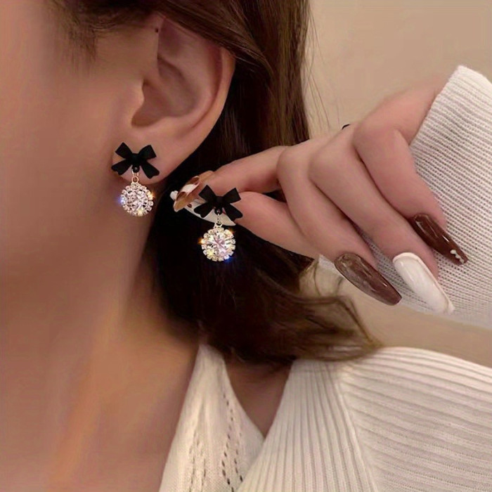 1pair Exquisite And Elegant Bow Earrings, Perfect Gift For A Girl's Birthday, Christmas, And Anniversaries