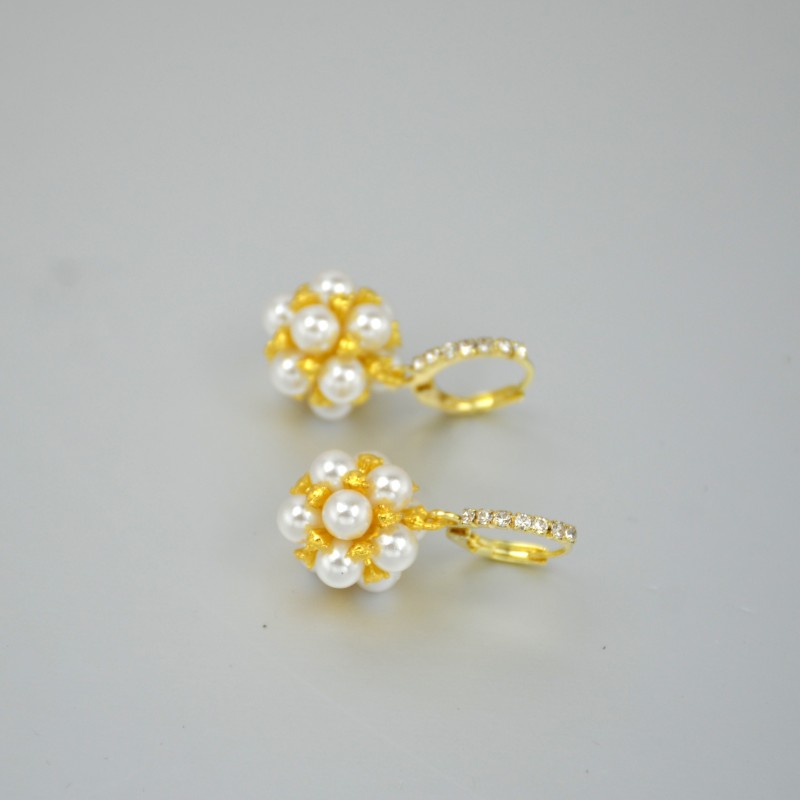 1pair Shiny Faux Pearl Zirconia Pendant Earrings For Teen Girls, Exquisite Elegant Party Commemorative Gift