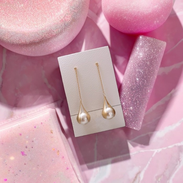 1pair Creative Fashion Shiny Exquisite Matte Tassel Drop Earrings, Birthday Party Jewelry Anniversary Gift
