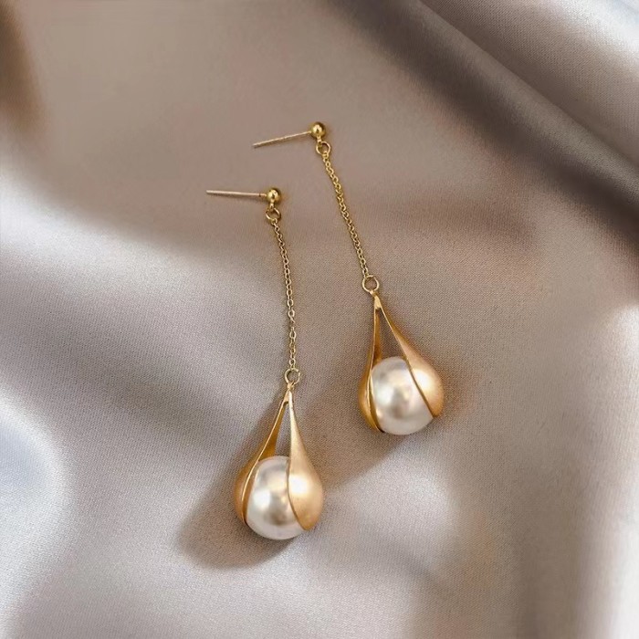 1pair Creative Fashion Shiny Exquisite Matte Tassel Drop Earrings, Birthday Party Jewelry Anniversary Gift