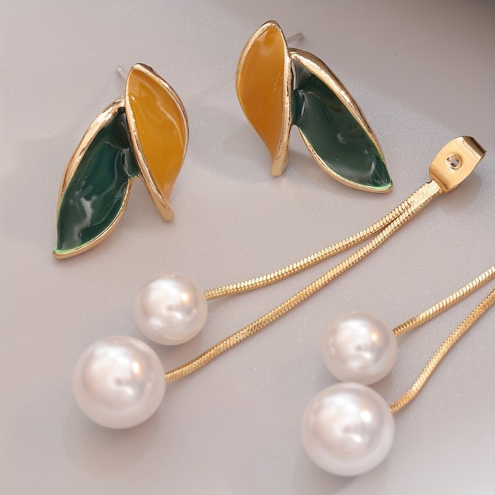 1 Pair Of Dangle Earrings Sparkling Leaf Design Symbol Of Beauty And Elegance Match Daily Outfits Party Accessories Gift For Her