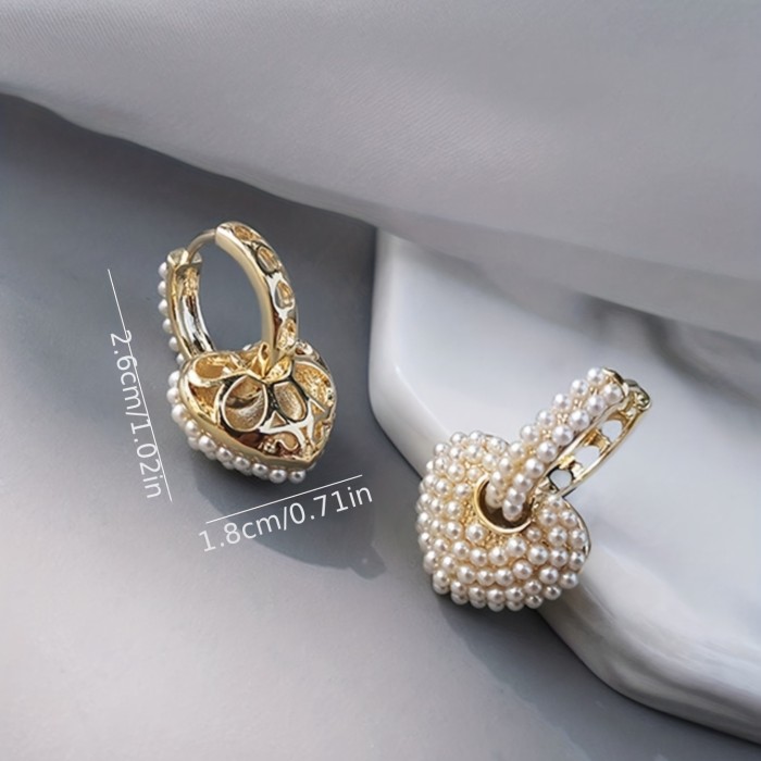 One Pair Of Heart Pearl Earrings Valentine's Day Gift