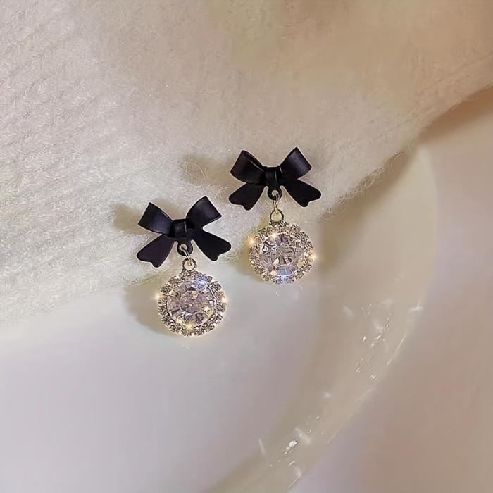 1pair Exquisite And Elegant Bow Earrings, Perfect Gift For A Girl's Birthday, Christmas, And Anniversaries