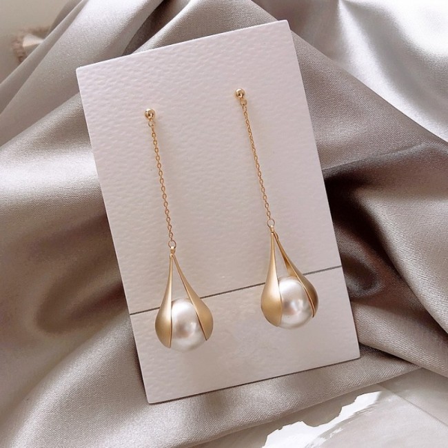 1pair Creative Fashion Shiny Exquisite Matte Tassel Drop Earrings, Birthday Party Jewelry Anniversary Gift