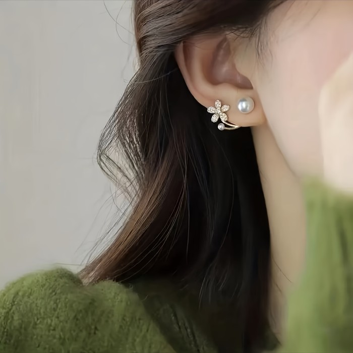 1pair Exquisite And Stylish Flower Faux Pearl Bead Earrings, Perfect Gift For A Girl's Birthday, Christmas, And Anniversaries