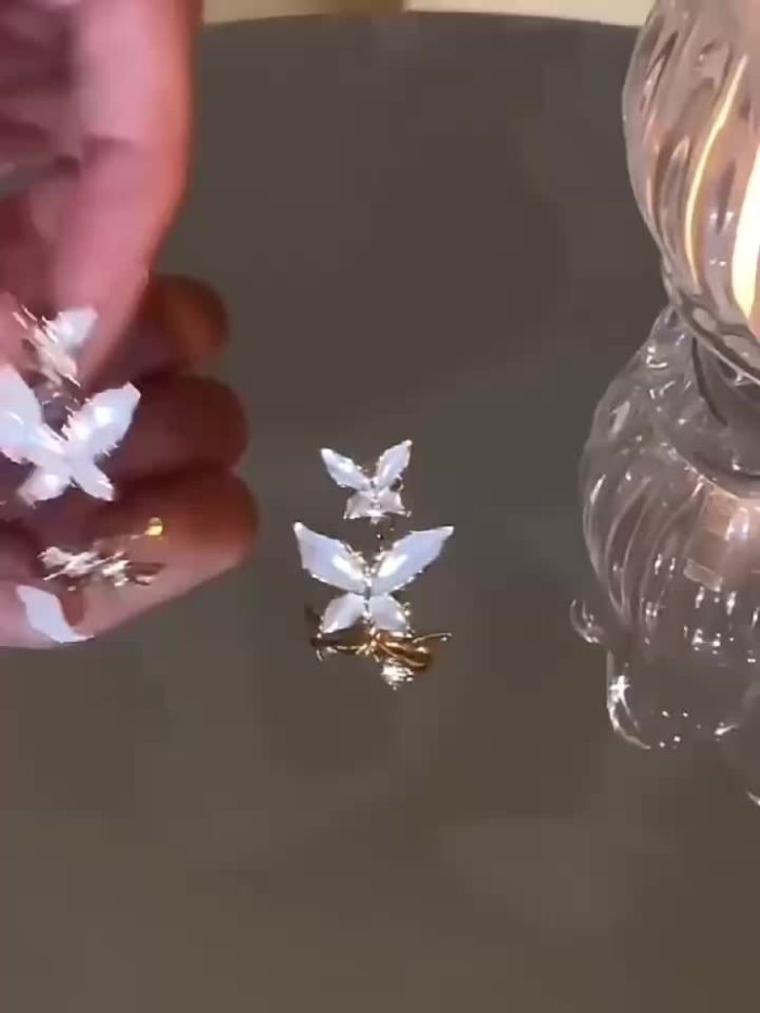 1pair Elegant And Delicate Earrings With Beautiful Double Butterfly Design, Ideal Gifts For Best Friends