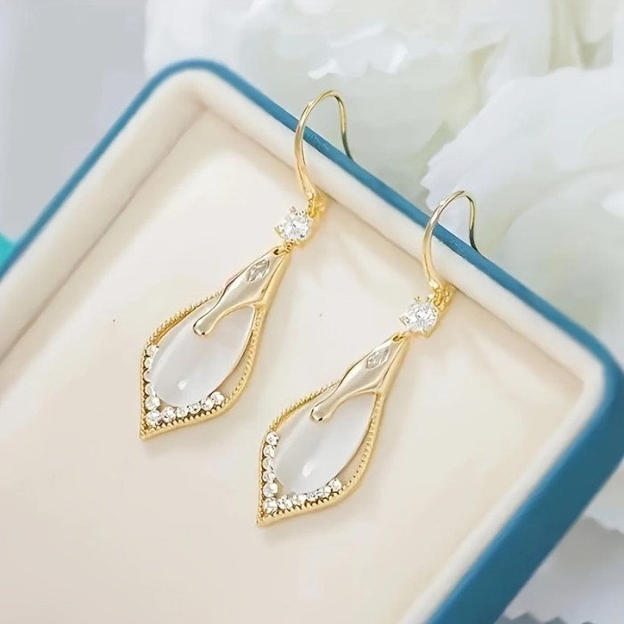 Elegant Drop Earrings With Sparkling Imitation Zircon Decor
