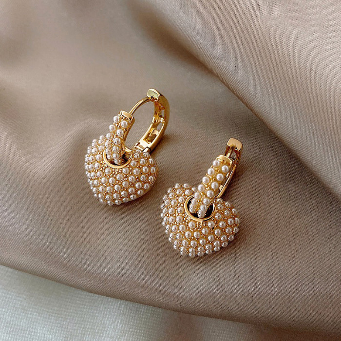 One Pair Of Heart Pearl Earrings Valentine's Day Gift