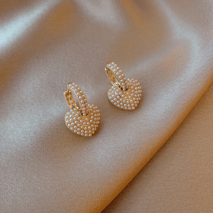 One Pair Of Heart Pearl Earrings Valentine's Day Gift