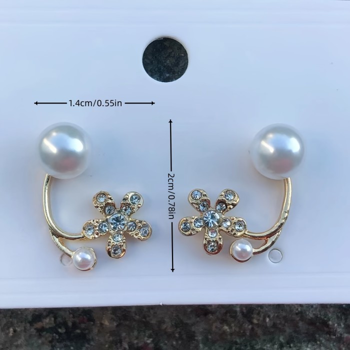 1pair Exquisite And Stylish Flower Faux Pearl Bead Earrings, Perfect Gift For A Girl's Birthday, Christmas, And Anniversaries