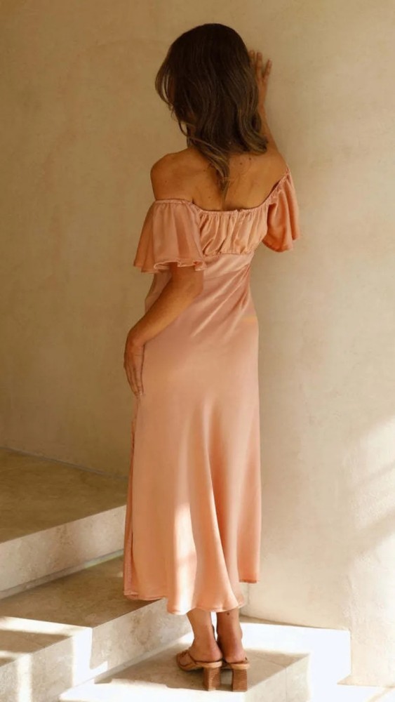 Skinny Sexy Bra Maxi Split Dresses for Summer Women's Dress Elegant Short Ruffle Sleeves Sexy Open Back V-neck High Waist Dress
