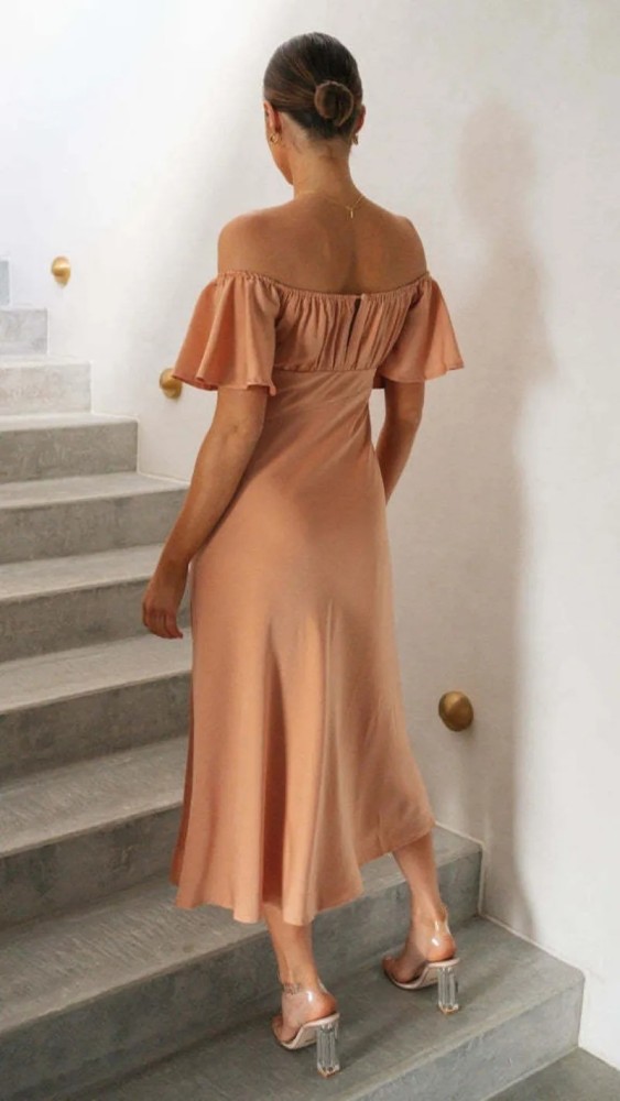 Skinny Sexy Bra Maxi Split Dresses for Summer Women's Dress Elegant Short Ruffle Sleeves Sexy Open Back V-neck High Waist Dress