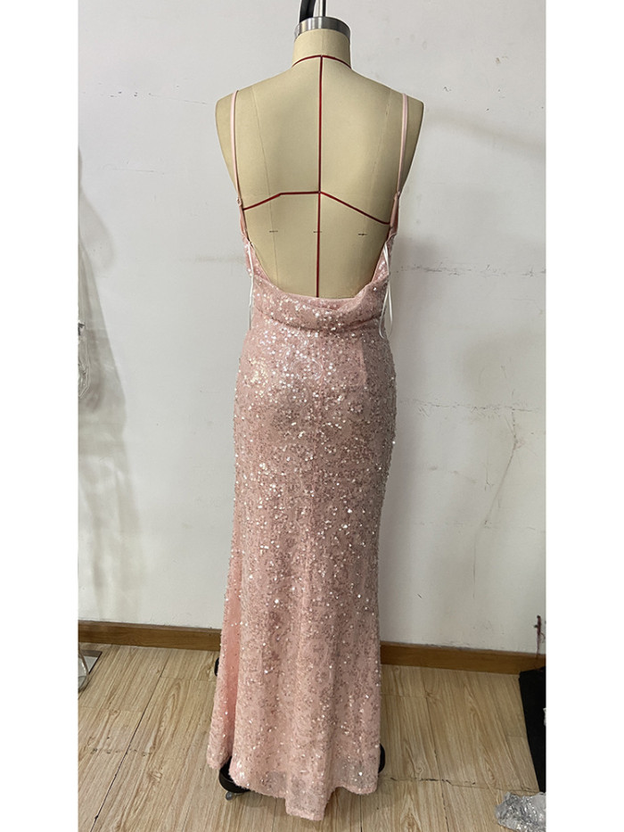 Summer Fashion Ladies Sexy Party Street Club Off Shoulder Pink Sequin Tight Back Dress 2024 Elegant Evening Club Party Dresses