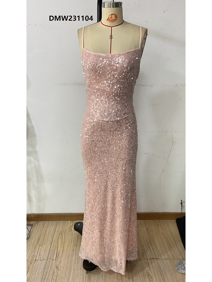 Summer Fashion Ladies Sexy Party Street Club Off Shoulder Pink Sequin Tight Back Dress 2024 Elegant Evening Club Party Dresses