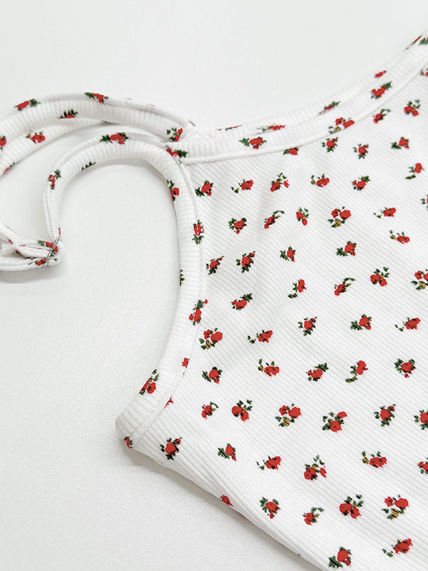 Bodycon High Waisted Flower Print Spaghetti-Neck Maxi Dresses