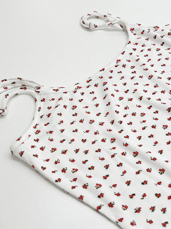 Bodycon High Waisted Flower Print Spaghetti-Neck Maxi Dresses