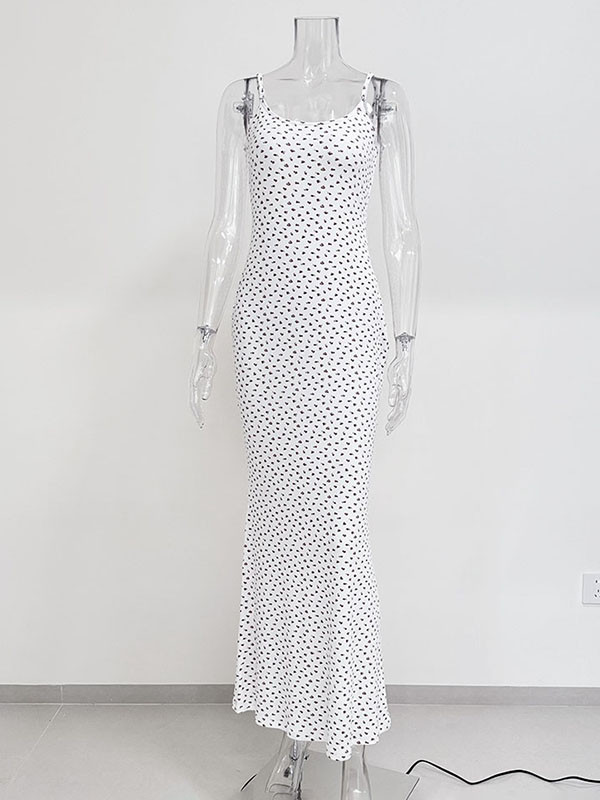Bodycon High Waisted Flower Print Spaghetti-Neck Maxi Dresses