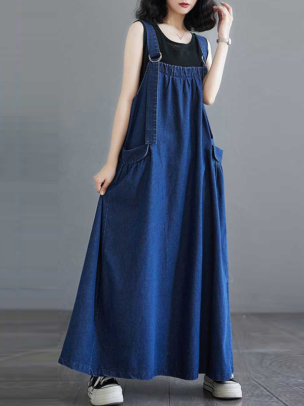 Color-Block Splicing Paghetti-Neck Elegant Pleated Maxi Dresses