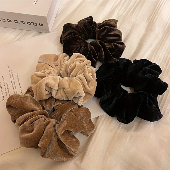 4pcs Large Scrunchie Elastic Velvet Hair Tie Hair Rope Ponytail Holder Hair Accessories For Female Women