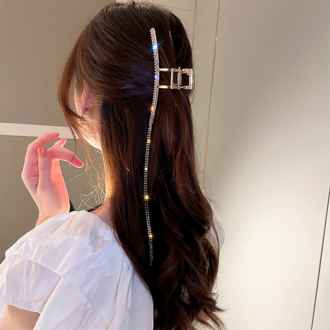 Strong Hold Rhinestone Tassel Hair Claw Clip for Thick Hair - Non-Slip Grip and Stylish Accessory