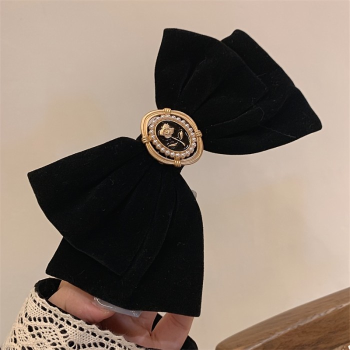 Black Velvet Bow Hair Clip Vintage Hair Accessories For Women   Elegant Headwear For Women
