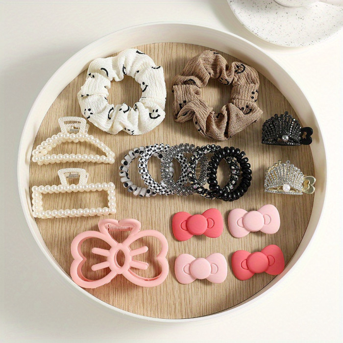 16PCS Hair accessories set, pearl hair clip, hair band, bow hair clip for women, suitable for daily wear