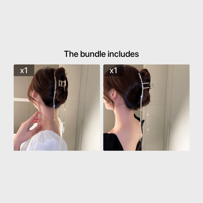 Strong Hold Rhinestone Tassel Hair Claw Clip for Thick Hair - Non-Slip Grip and Stylish Accessory