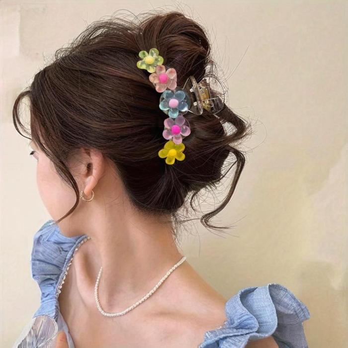 Y2K-Inspired Sparkly Star & Flower Hair Clip - Cute Boho Style, Colorful Dopamine Boosting Accessory For Women And Girls